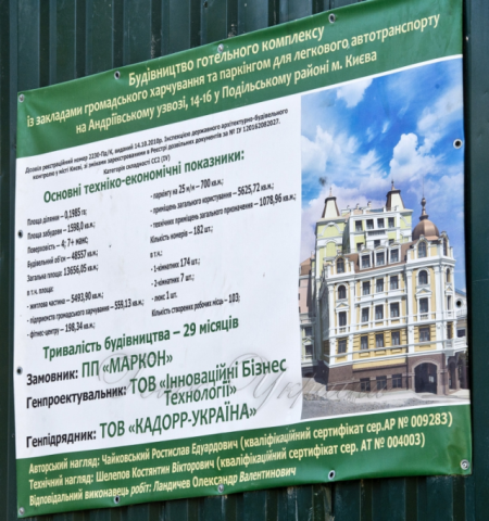Киевский горсовет запретил застройщику продолжать строительство отеля на Андреевском спуске