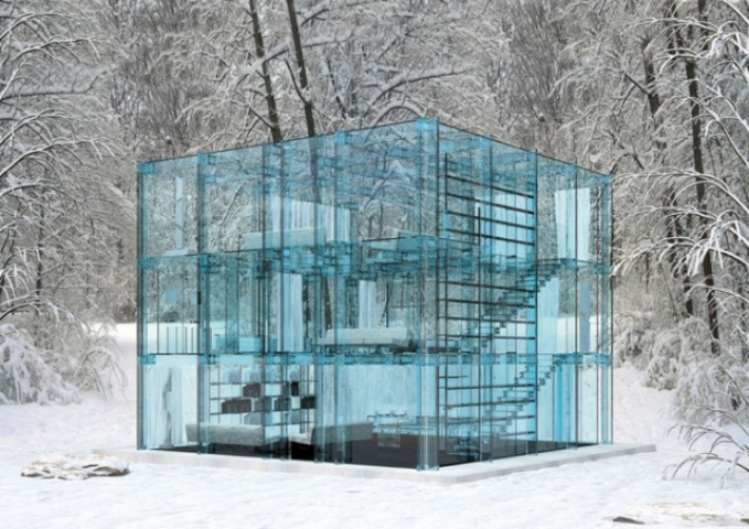 Загородный дом из стекла