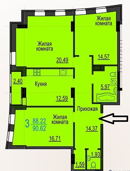 Продажа 3-комнатной квартиры 90 м², Гвардейцев Широнинцев ул., 70Б