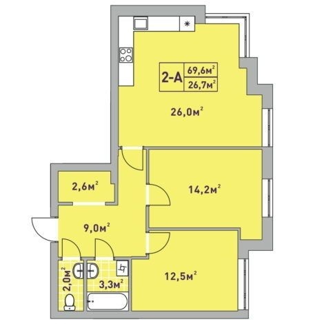 2-комнатная 69.6 м² в ЖК Центральный-2 от 28 950 грн/м², г. Ирпень