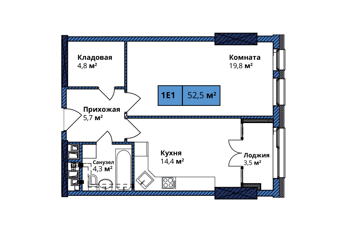 1-комнатная 52.5 м² в ЖК Manhattan City от 56 943 грн/м², Киев