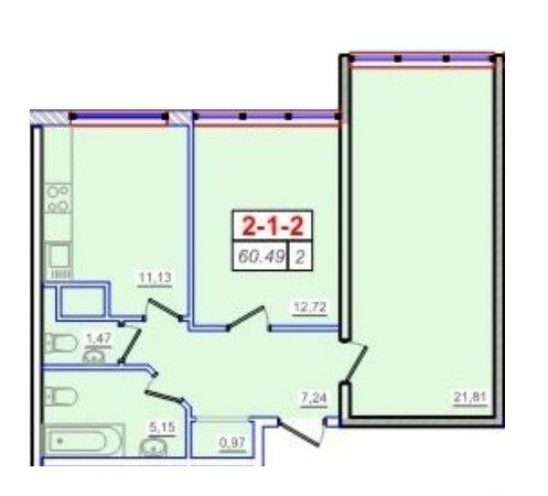 2-комнатная 60.49 м² в ЖК Пятьдесят третья жемчужина от 24 150 грн/м², Одесса
