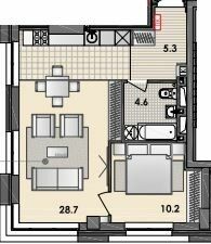 1-комнатная 49.3 м² в ЖК RESPECT HALL от 37 900 грн/м², Днепр