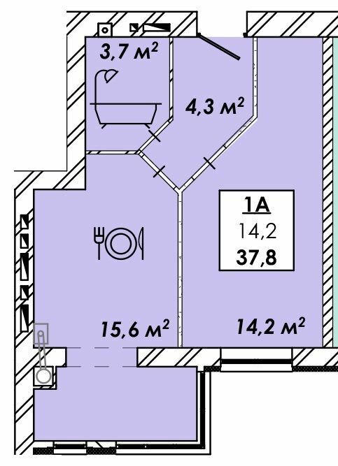 1-комнатная 37.8 м² в ЖК Родной дом от 17 500 грн/м², Черкассы