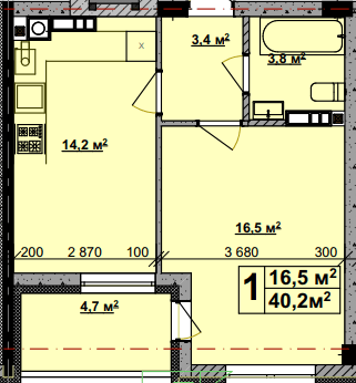 1-комнатная 40.2 м² в ЖК Vlasna от 22 000 грн/м², с. Ходосовка