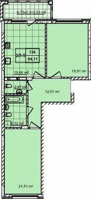 2-комнатная 84.11 м² в ЖК 52 Жемчужина (Pechersk Plaza) от 74 400 грн/м², Киев