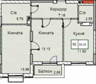 2-комнатная 55.33 м² в ЖК Love от 15 350 грн/м², Одесса