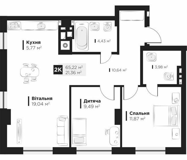 1-комнатная 65.22 м² в ЖК Hygge от 30 600 грн/м², Львов