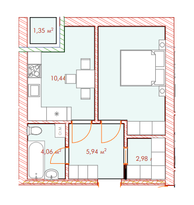 1-комнатная 38 м² в ЖК Cherry House 4 от 18 000 грн/м², пгт Гостомель
