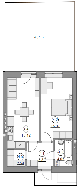 1-комнатная 47.2 м² в ЖК Cherry House 4 от 18 000 грн/м², пгт Гостомель