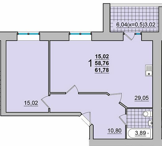 1-комнатная 61.78 м² в ЖК Мятный от 15 500 грн/м², г. Прилуки