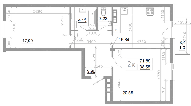 2-комнатная 71.69 м² в ЖК Scandia от 22 000 грн/м², г. Бровары
