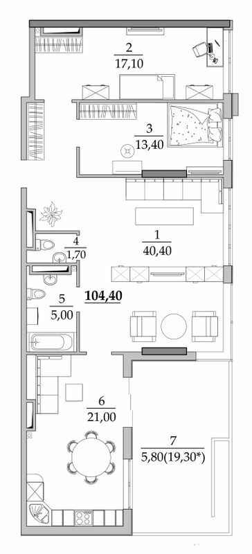 3-комнатная 104.4 м² в Мкрн Таировские сады от 750 грн/м², с. Лиманка