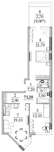 2-комнатная 71.2 м² в Мкрн Таировские сады от 53 869 грн/м², с. Лиманка