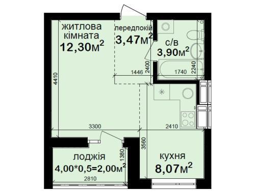 Смарт 29.74 м² в ЖК Кришталевi джерела от 52 250 грн/м², Киев