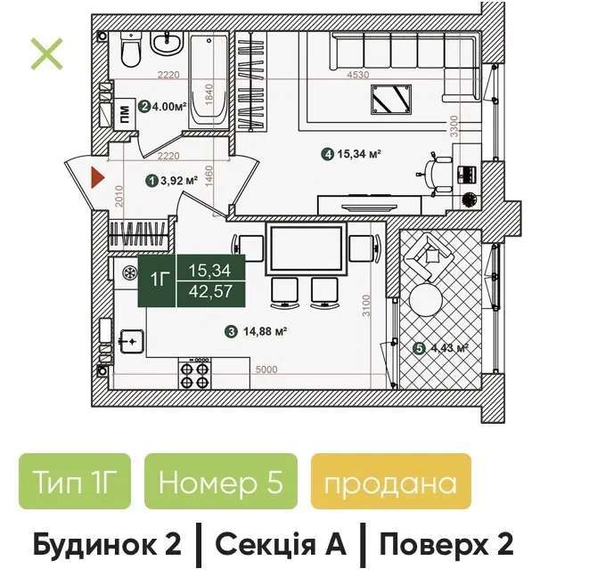 Продаж 1-кімнатної квартири 42 м², Дніпроводська вул.