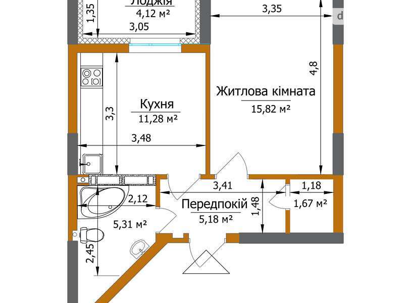 Продаж 1-кімнатної квартири 42 м², Мальовнича вул., 7