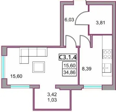 Продаж 1-кімнатної квартири 36 м², ЖК Левада, Будинок 2