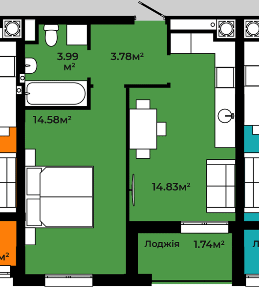 Продажа 1-комнатной квартиры 39 м², Роксоляны ул.