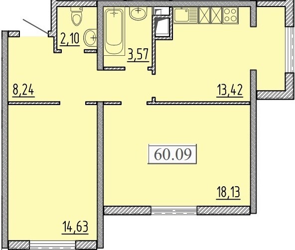 Продажа 2-комнатной квартиры 60.09 м², Архитекторская ул.