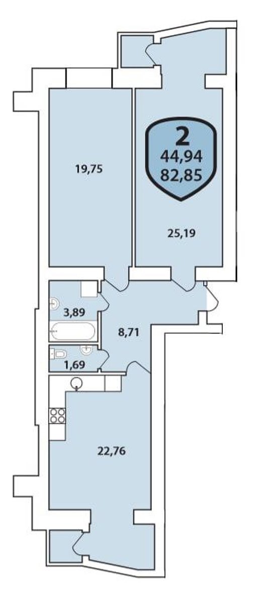 Продажа 2-комнатной квартиры 82.85 м², Староконстантиновское шоссе