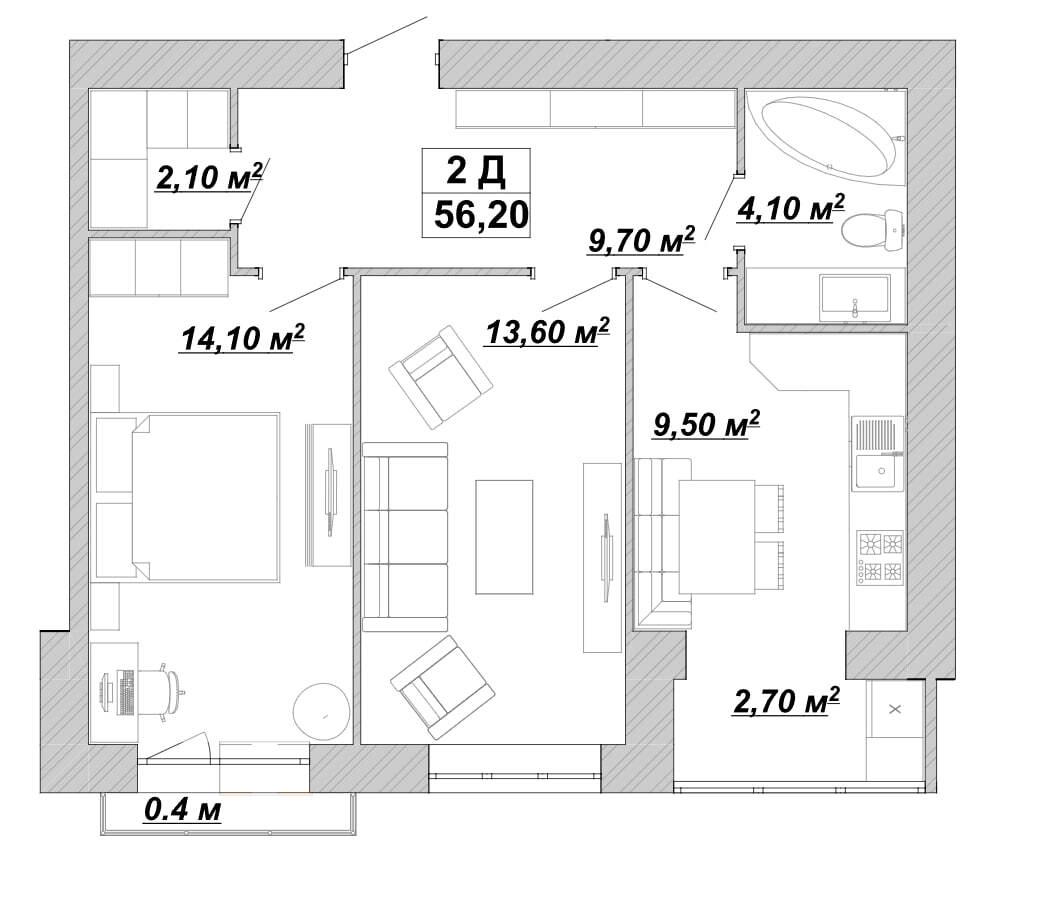 Продажа 2-комнатной квартиры 56.2 м², Княгинин ул., 44