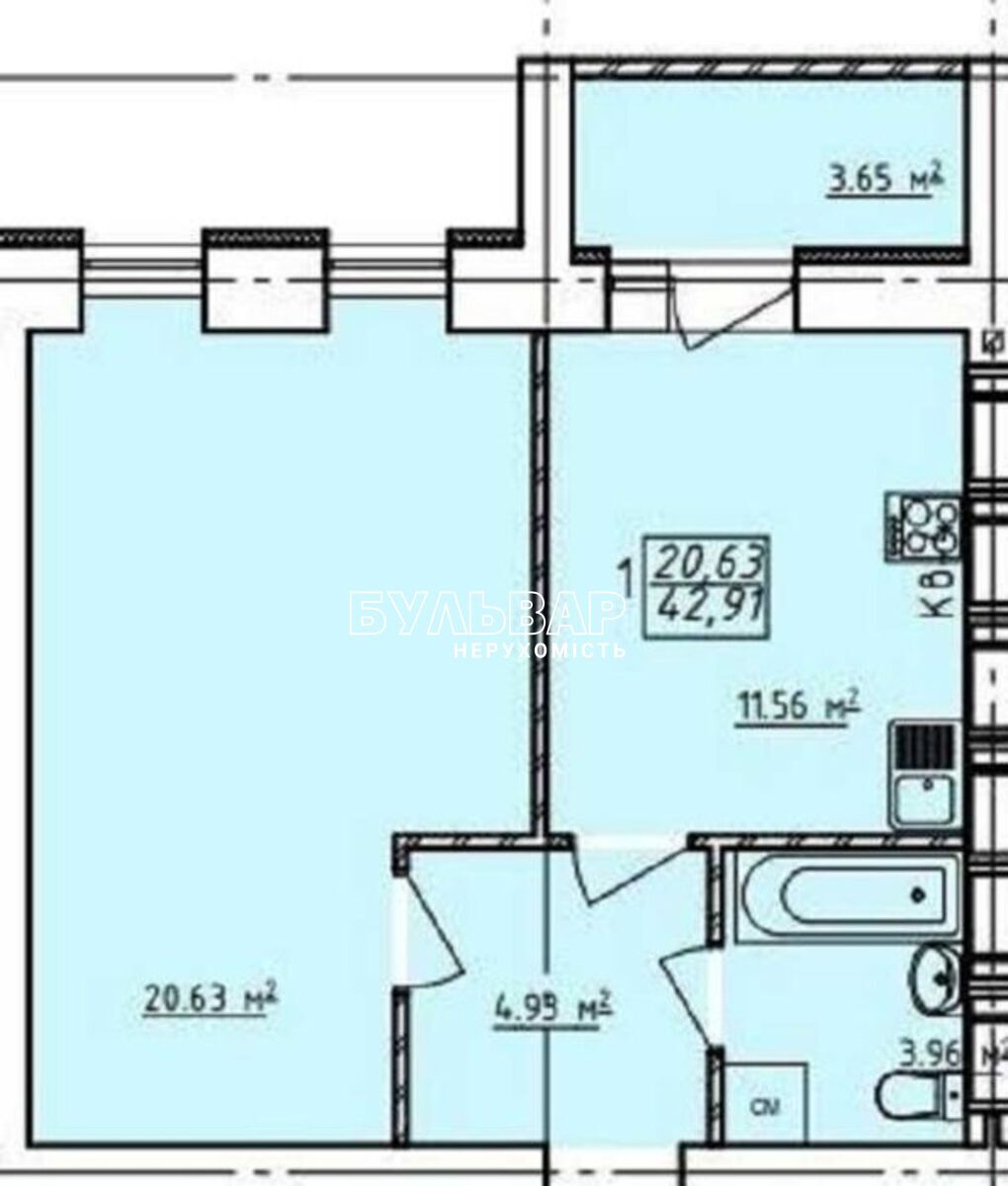 Продажа 1-комнатной квартиры 43 м², Заливная ул., 8А
