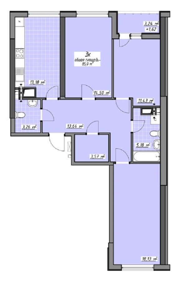 Продажа 3-комнатной квартиры 85 м², Академика Глушко просп.