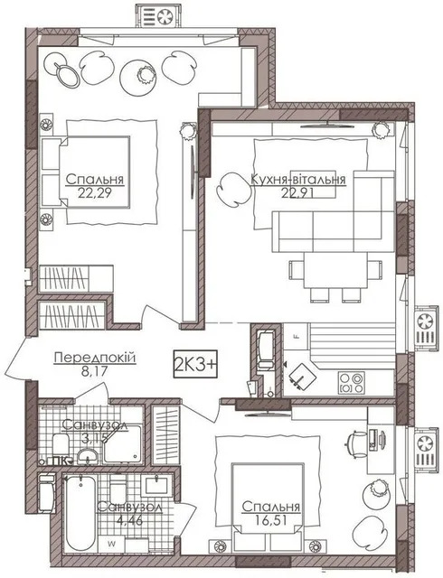 Продаж 2-кімнатної квартири 80 м², ЖК Камертон, Будинок 1
