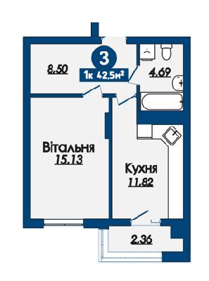 1-комнатная 42.5 м² в ЖК Kaiser Comfort от застройщика, Львов