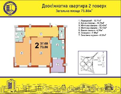2-кімнатна 73.86 м² в ЖК на Академіка Глушкова, 92Б від 19 820 грн/м², Київ