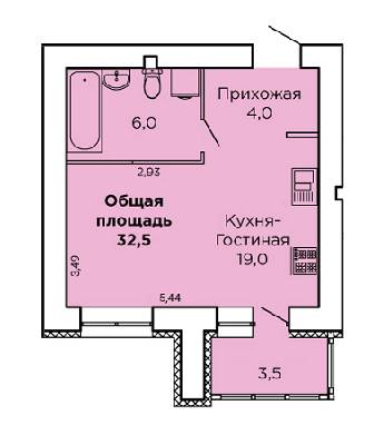 1-комнатная 32.5 м² в ЖК Дом на Лазурной от 13 270 грн/м², Николаев