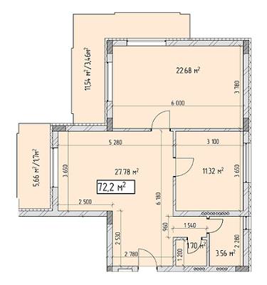 2-комнатная 72.2 м² в КД Brownie House от 35 500 грн/м², Киев