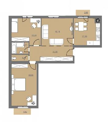 3-комнатная 85.83 м² в ЖК Avalon Comfort от застройщика, Львов