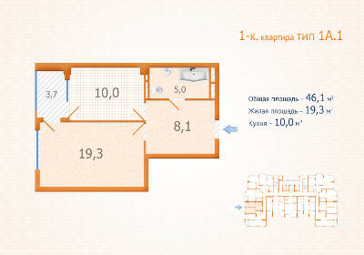 1-кімнатна 46.1 м² в ЖК Авангард від забудовника, Київ