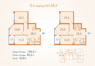 5+ комнат 129.3 м² в ЖК Авангард от застройщика, Киев