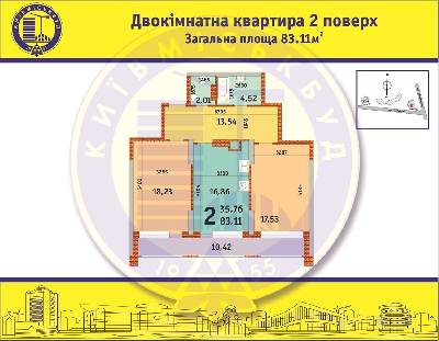 2-комнатная 83.11 м² в ЖД №1 (Позняки-2) от застройщика, Киев