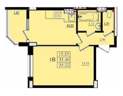 1-комнатная 35.22 м² в ЖК Золотая Эра от 17 540 грн/м², с. Крыжановка