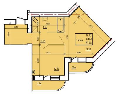 1-комнатная 53.78 м² в ЖК на ул. Степана Тимошенко (Якира), 7А от 12 500 грн/м², Винница