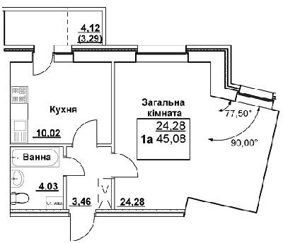 1-комнатная 45.08 м² в ЖК на ул. Кондратьева, 132/1, 132/2, 132/3 от 9 100 грн/м², Сумы