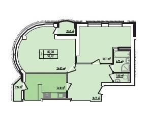 2-комнатная 82.08 м² в ЖК Lux House от 23 800 грн/м², Ровно