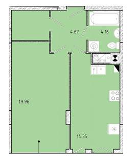 1-комнатная 46.14 м² в ЖК Shuttle от 14 400 грн/м², г. Дубляны