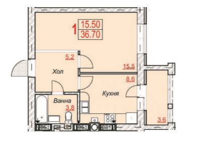 1-кімнатна 36.7 м² в ЖК Найкращий квартал від 11 500 грн/м², м. Ірпінь