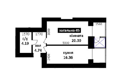 1-комнатная 45 м² в ЖК Капитал 2 от 12 000 грн/м², г. Ирпень