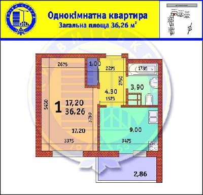 1-комнатная 36.26 м² в ЖК Новомостицко-Замковецкий от застройщика, Киев