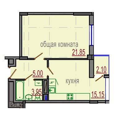 1-комнатная 46.55 м² в ЖД Подольский от 24 000 грн/м², Харьков