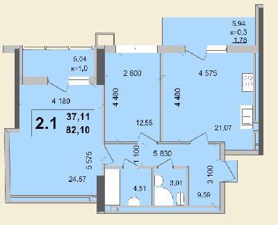 2-комнатная 82.1 м² в КД Гоголевская, 47 от 56 490 грн/м², Киев