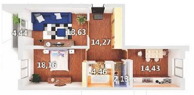 2-комнатная 73.41 м² в ЖК Атлант 2 от 12 640 грн/м², пгт Коцюбинское
