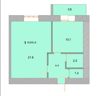 1-комнатная 43.6 м² в ЖК Лелека от 11 000 грн/м², г. Борисполь