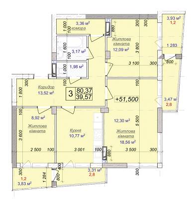 3-комнатная 80.37 м² в ЖК Диамант от 11 500 грн/м², г. Бровары